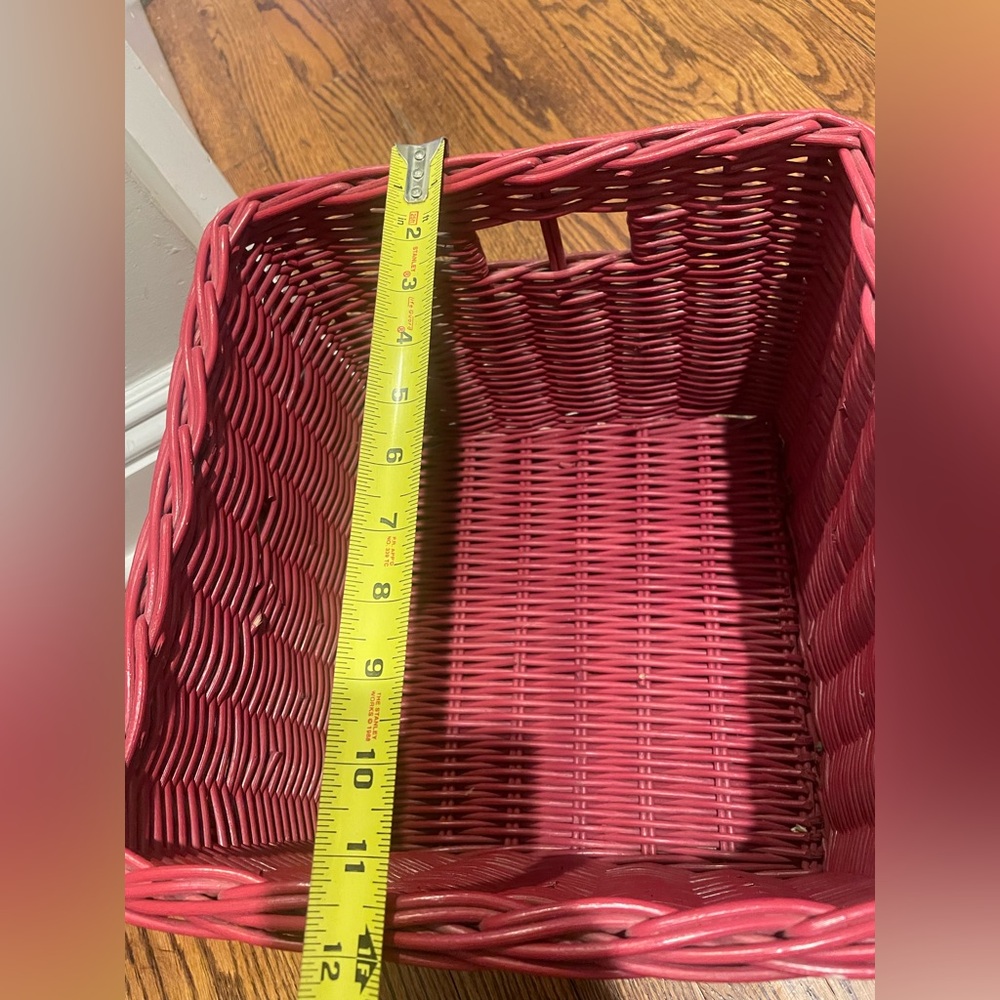 Pottery Barn Kids Large Square Sabrina Basket 12" x 12" x 9.5" Red Wicker - Picture 6 of 7
